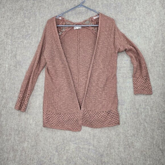 Altard State Womens Crochet Open Front Cardigan Sweater Small Blush Pink - Picture 1 of 7